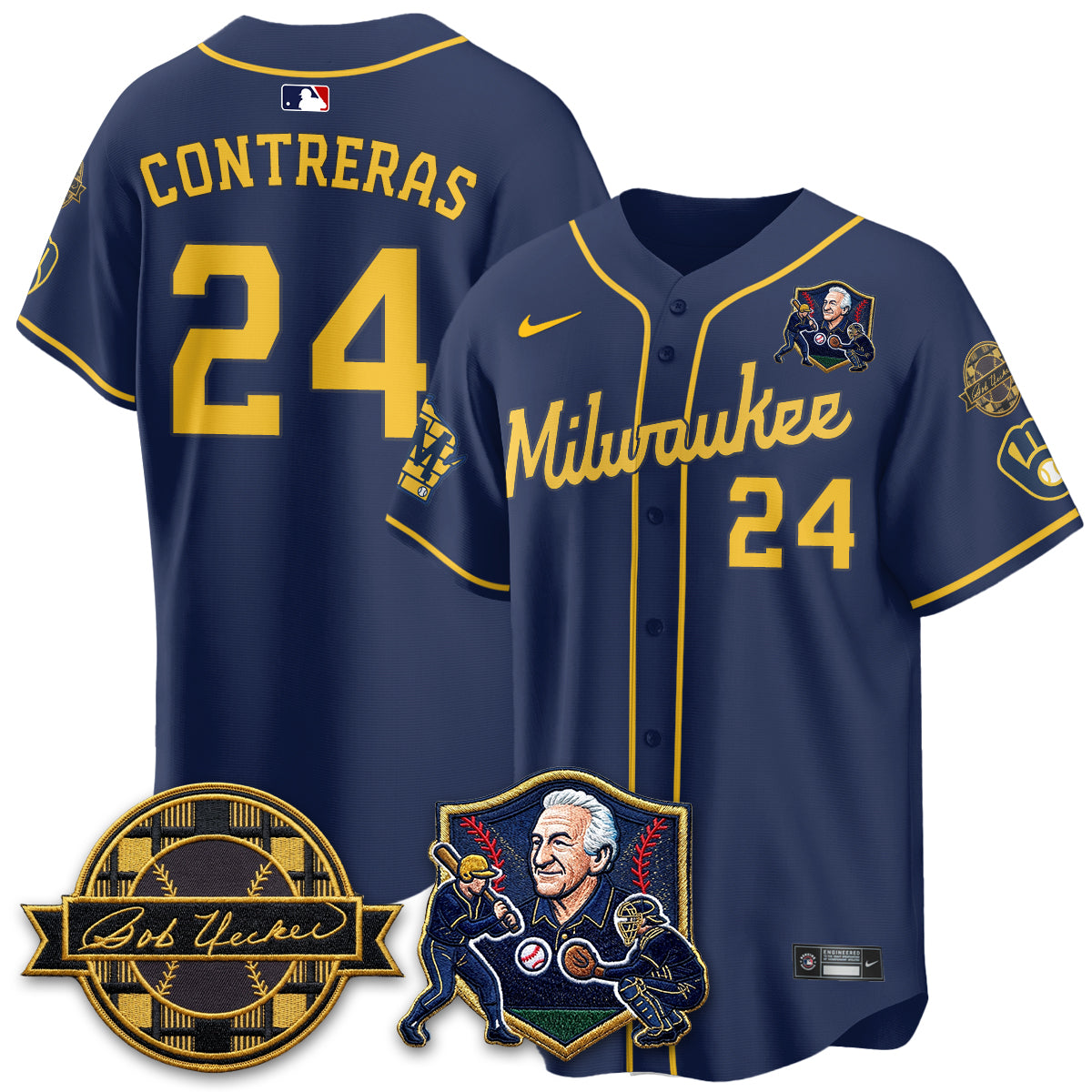 MIL Bob Uecker - 54 Seasons for Brewers' Vapor Limited Gold Jersey - Stitched