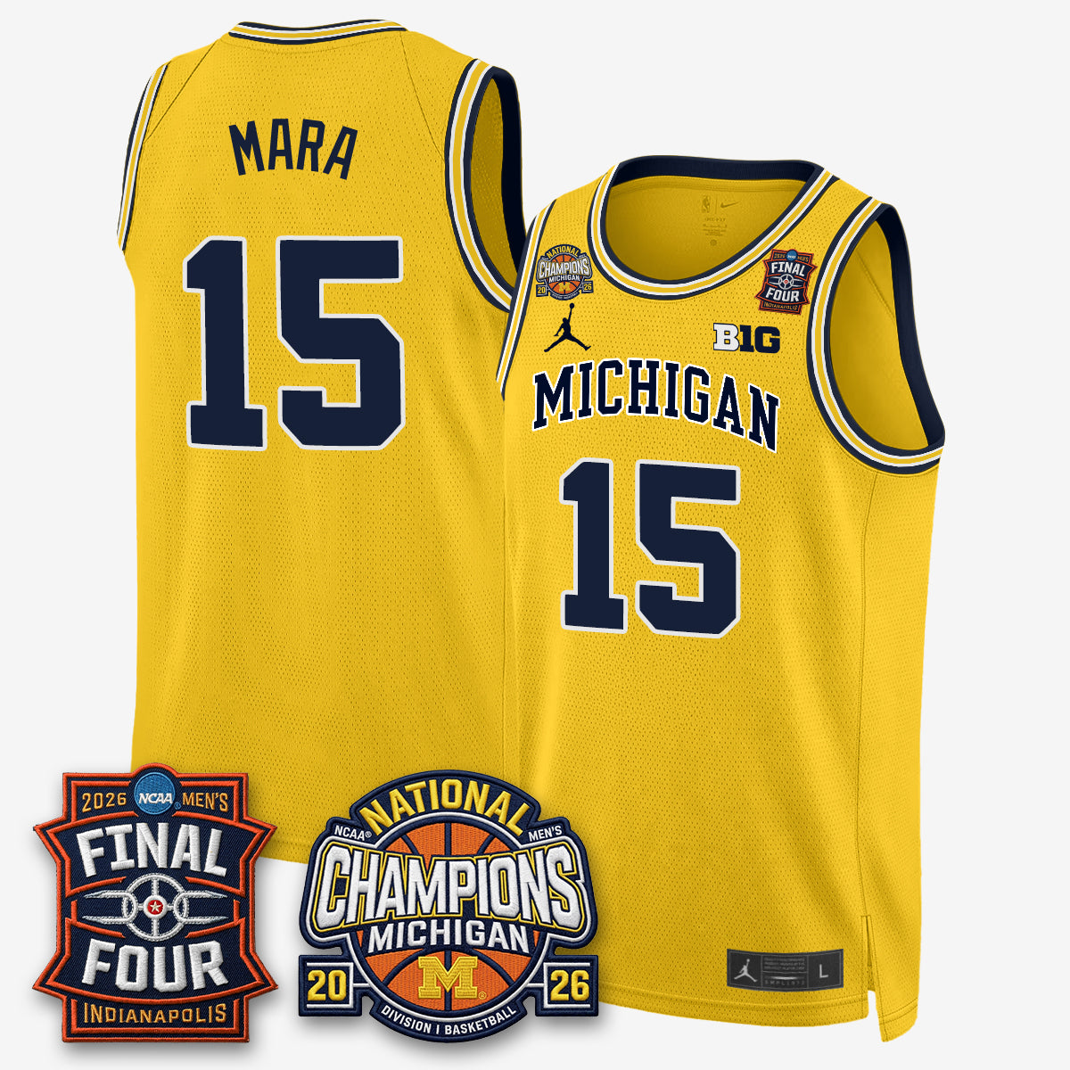 MICH Men's Basketball National Champions Big Text Limited Vapor Jersey - Stitched