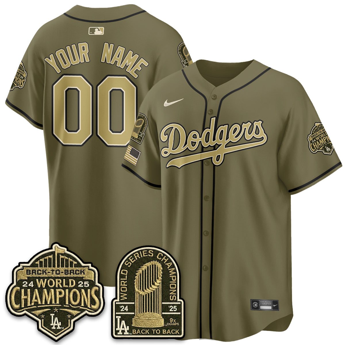 LAD New Era Olive 2026 Armed Forces Day Custom Jersey -Stitched