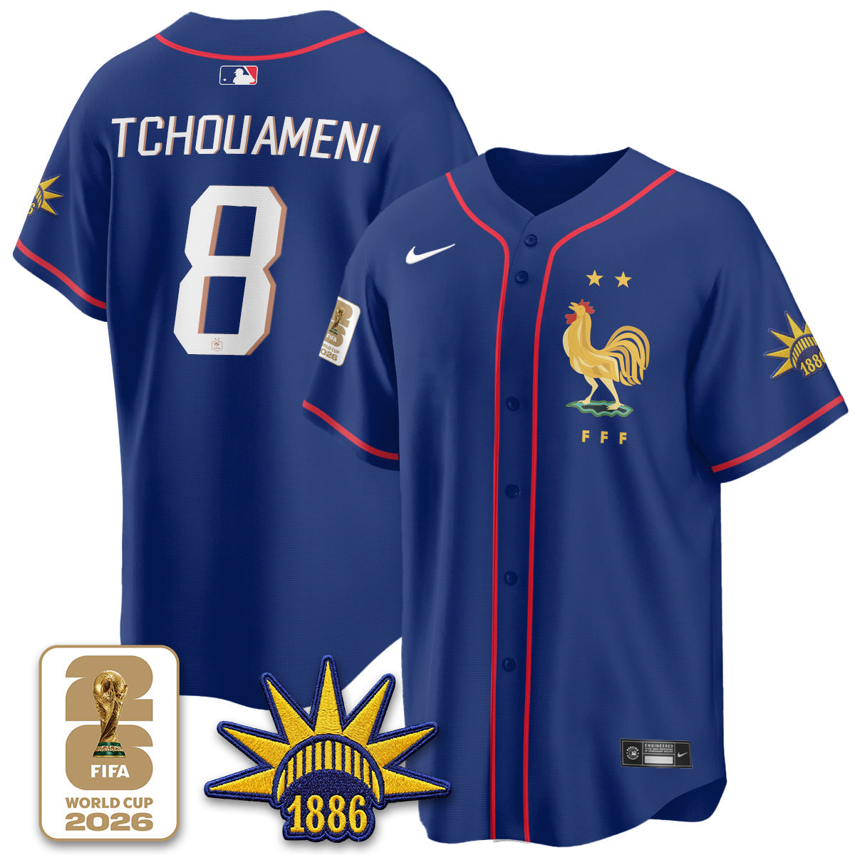 France Soccer National Team x Baseball Vapor Limited Jersey - Stitched