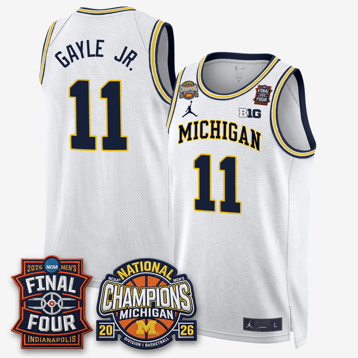 MICH Men's Basketball National Champions Big Text Limited Vapor Jersey - Stitched