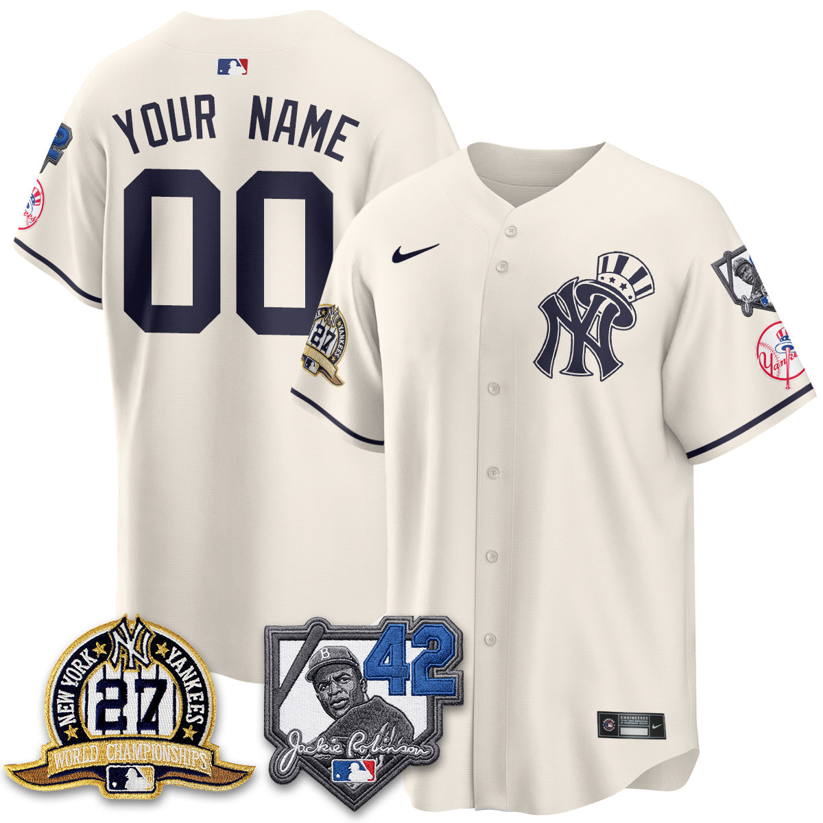 NYY 2026 Jackie Robinson Day Vapor Limited Gold Edition Custom Jersey - Stitched - V2