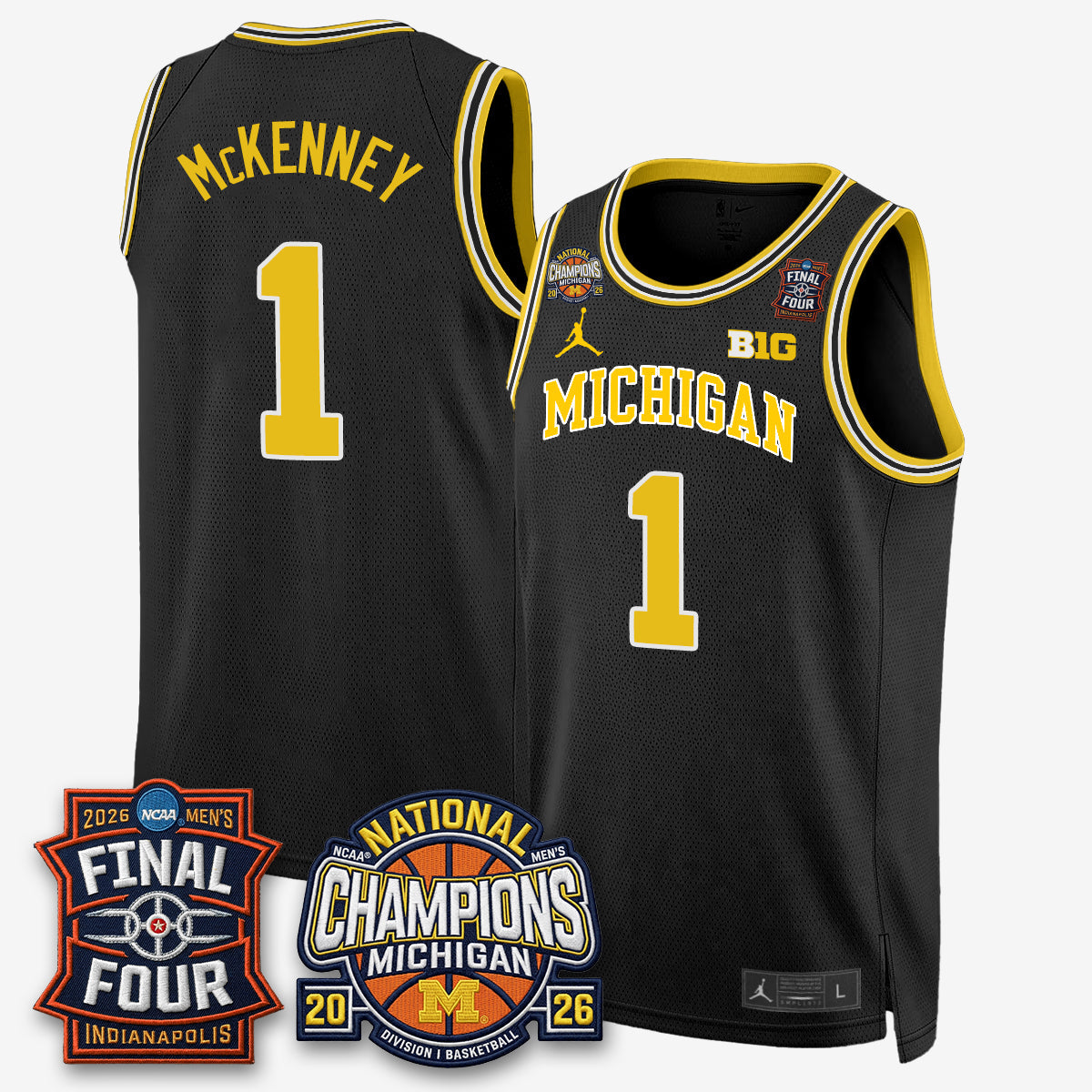 MICH Men's Basketball National Champions Big Text Limited Vapor Jersey - Stitched