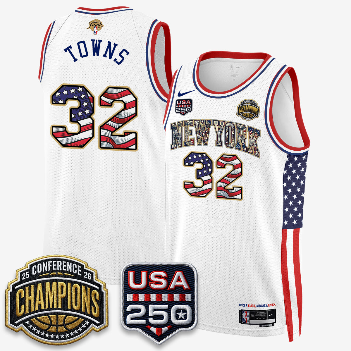 NYK 2026 Basketball  Eastern Conference Champions x Fourth of July Vapor Jersey - Stitched
