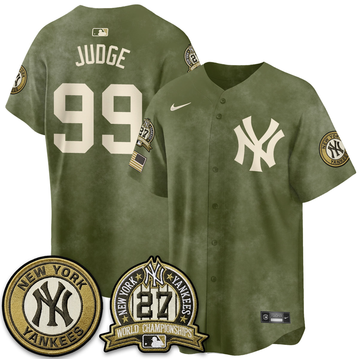 NYY New Era Olive 2026 Armed Forces Day Jersey -Stitched