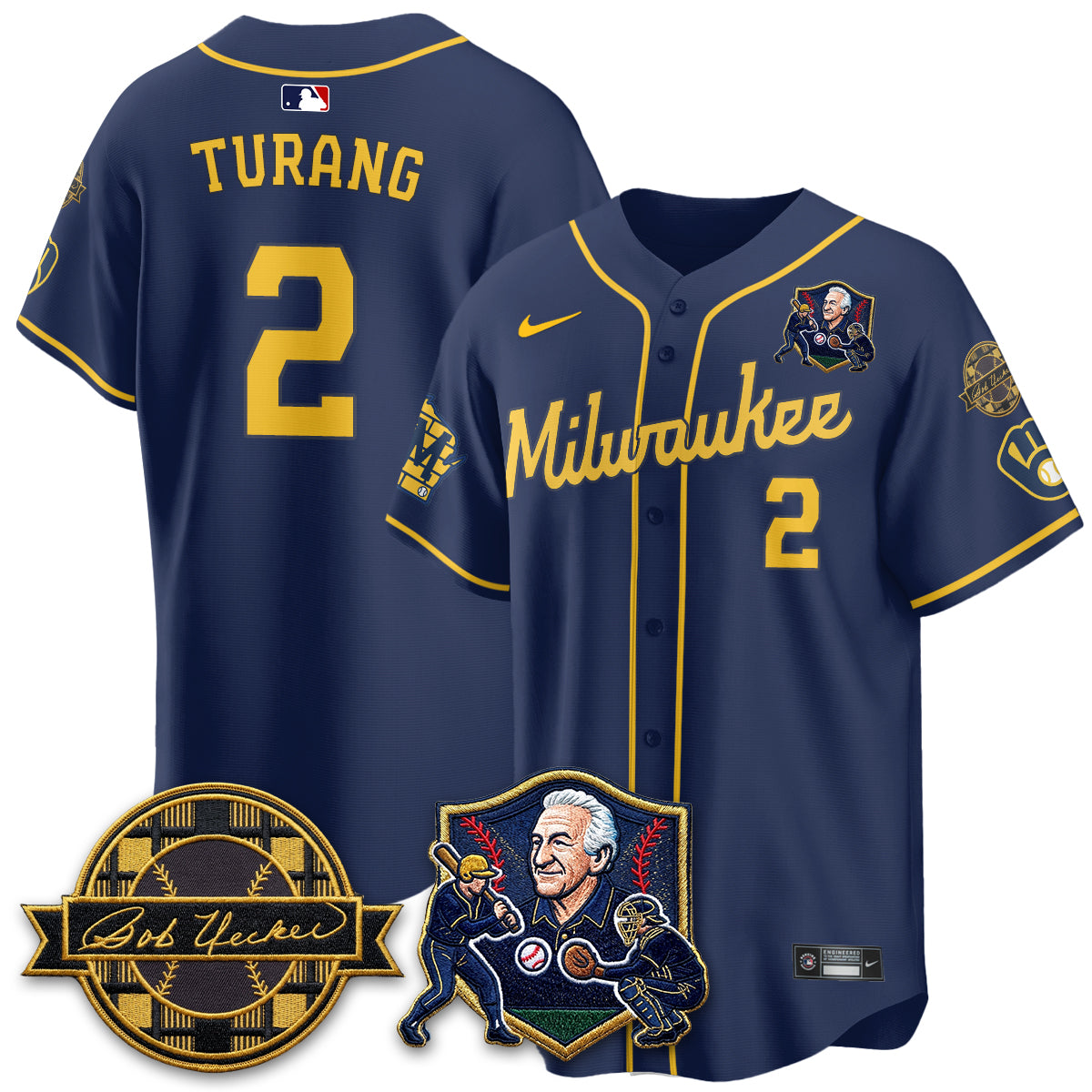 MIL Bob Uecker - 54 Seasons for Brewers' Vapor Limited Gold Jersey - Stitched