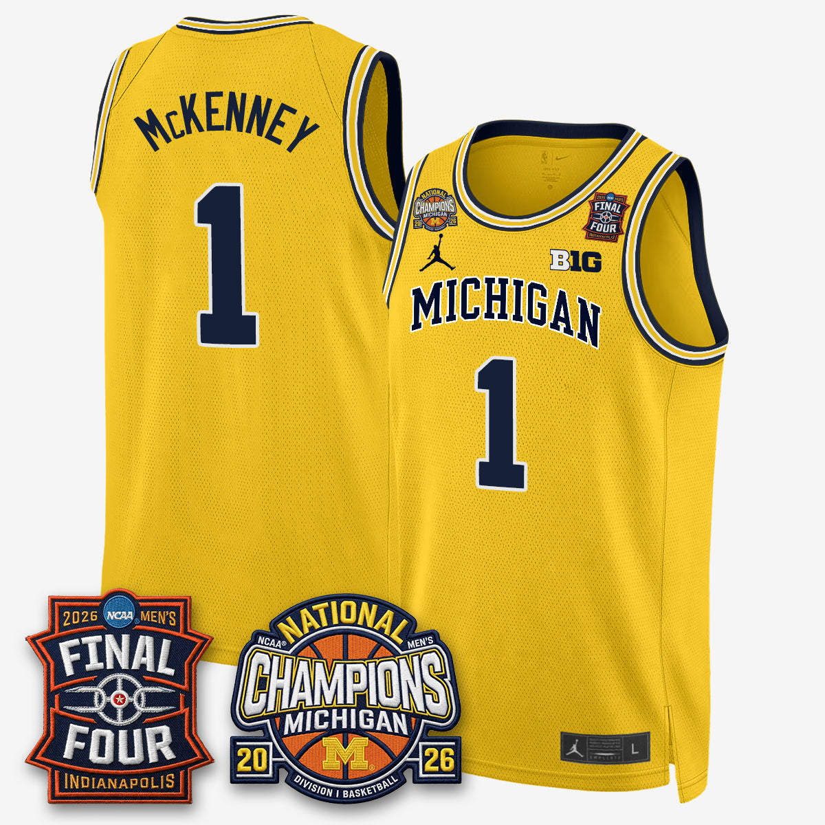 MICH Men's Basketball National Champions Big Text Limited Vapor Jersey - Stitched