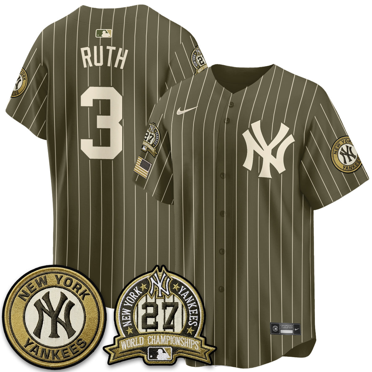 NYY New Era Olive 2026 Armed Forces Day Jersey -Stitched