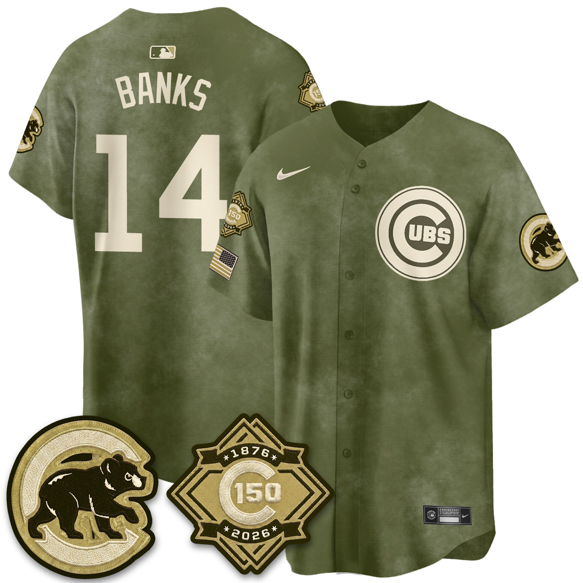 CHC New Era Olive 2026 Armed Forces Day Jersey -Stitched
