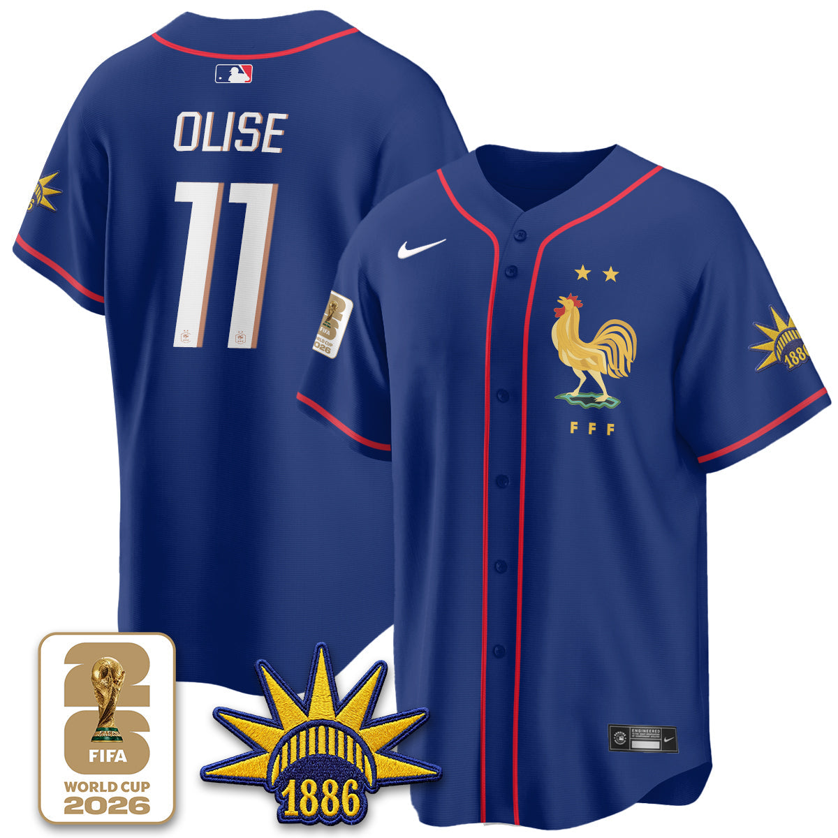 France Soccer National Team x Baseball Vapor Limited Jersey - Stitched