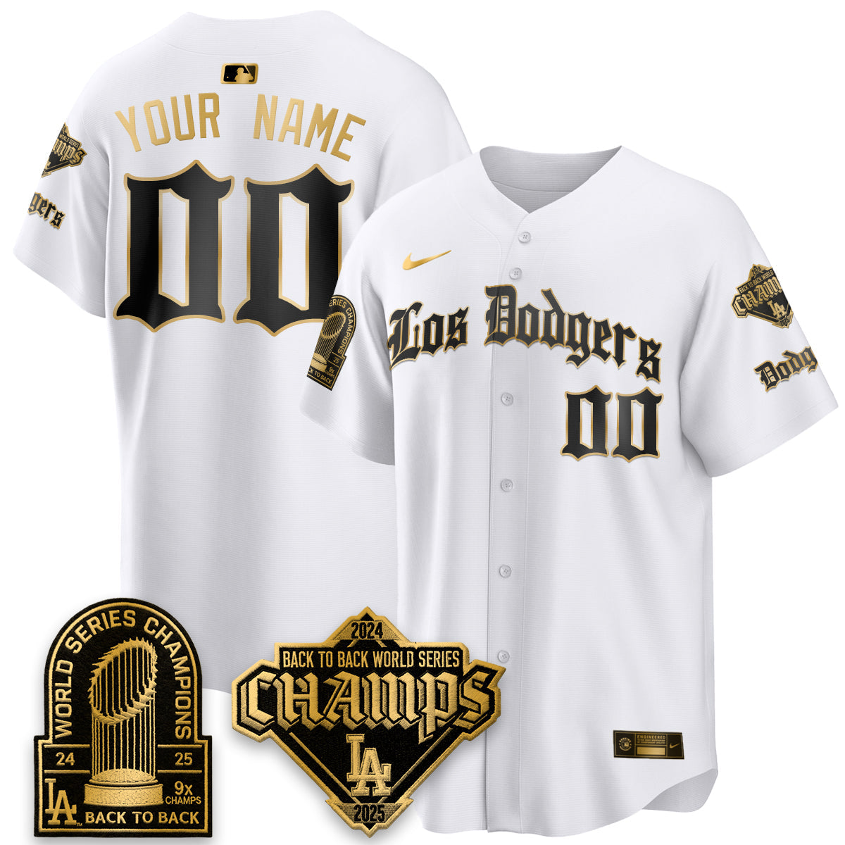 LAD World Series Champions B2B Patch Vapor Premier Limited Gothic Edition Custom  Jersey - Stitched