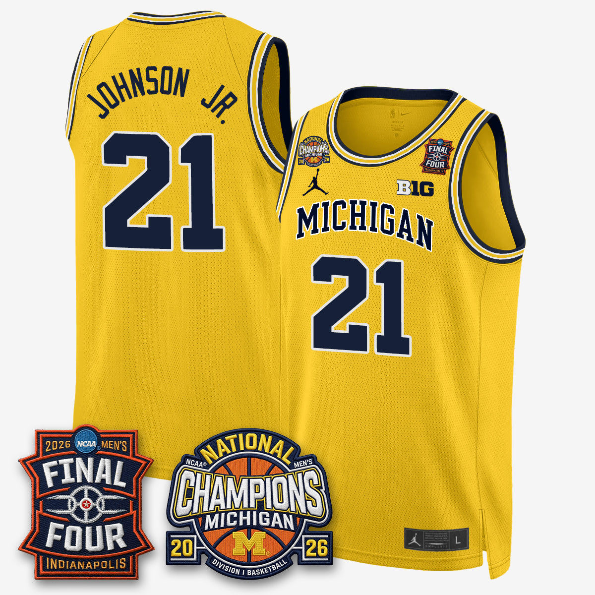 MICH Men's Basketball National Champions Big Text Limited Vapor Jersey - Stitched