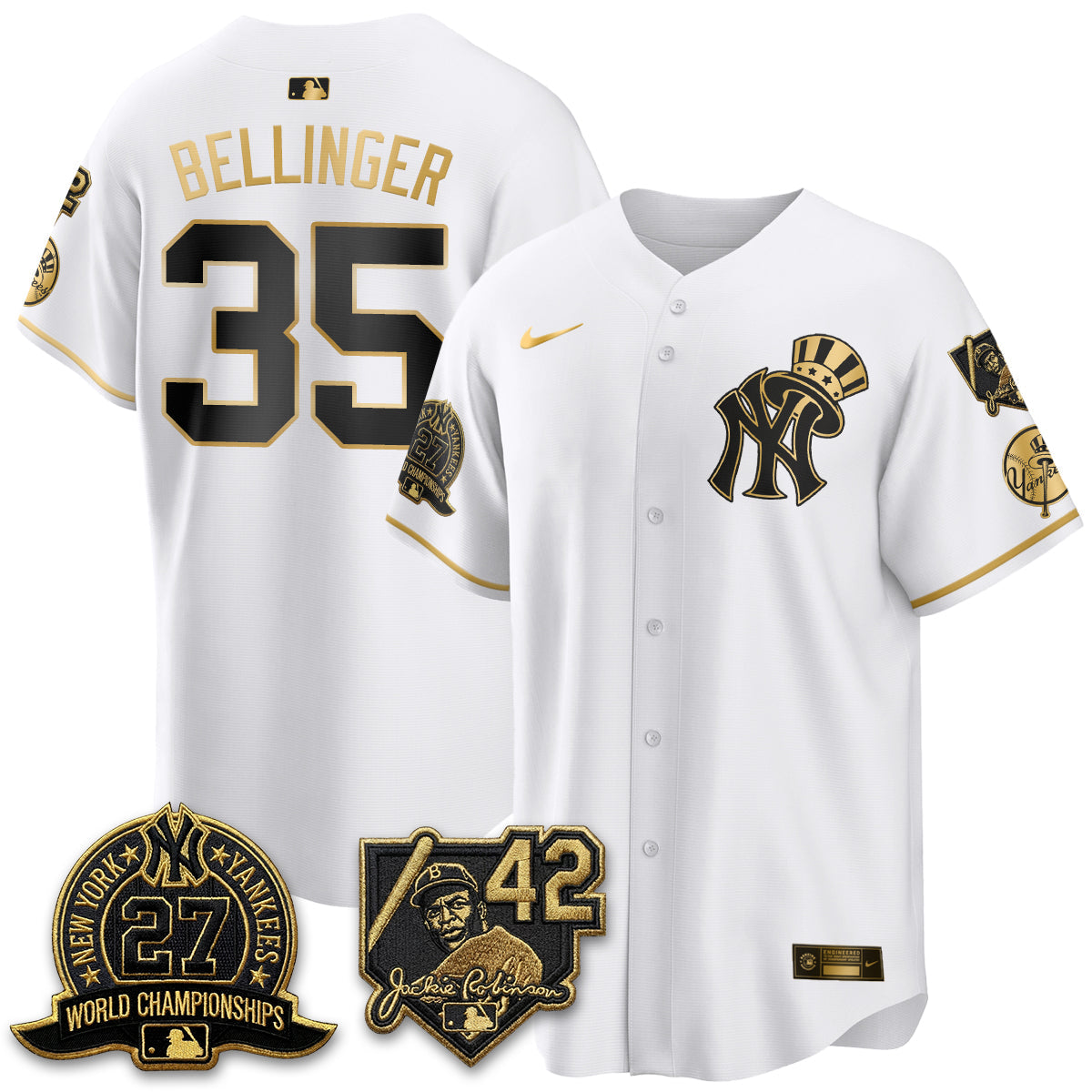 NYY 2026 Jackie Robinson Day Vapor Limited Gold Edition Jersey - Stitched - V2