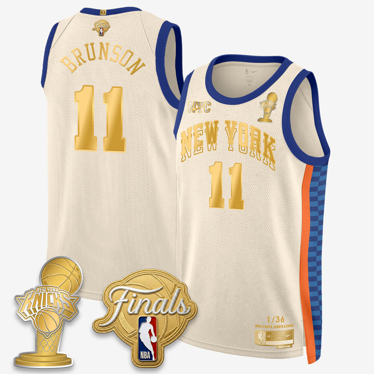 Jalen Brunson NYK 2026 Basketball  Finals Champions Gold Standard Basketball Jersey - Limited Edition - Stitched