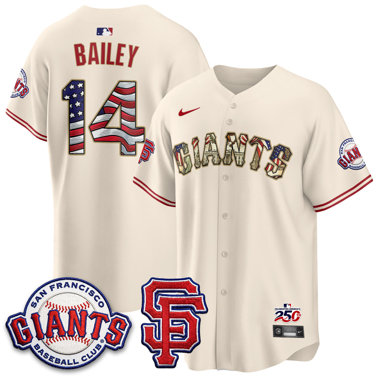 San Francisco Giants2026 Independence Day USA Jersey - Stitched