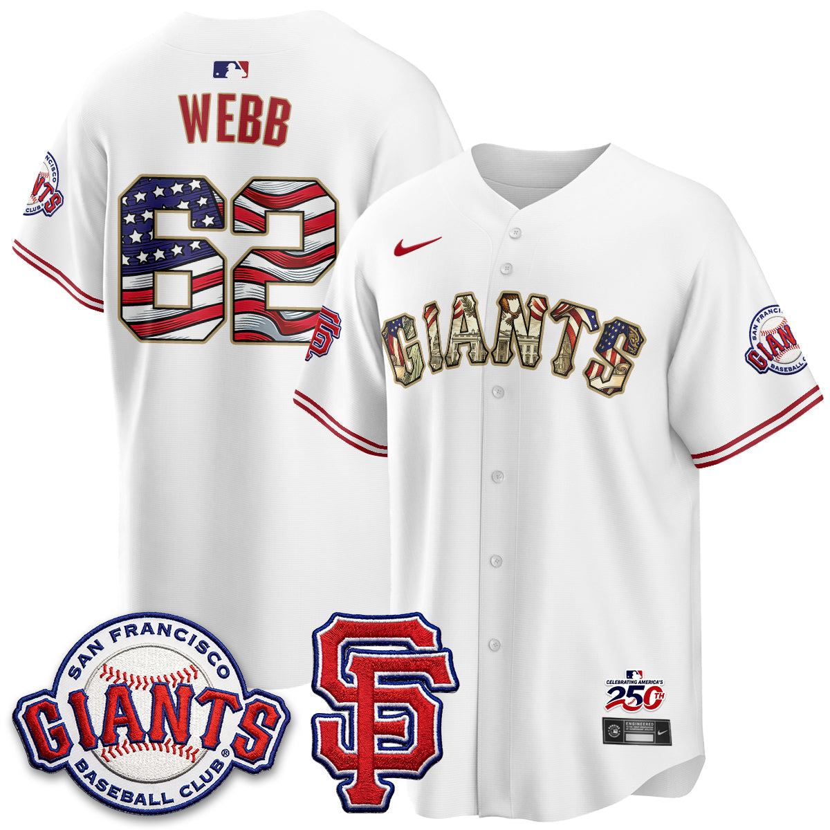 San Francisco Giants2026 Independence Day USA Jersey - Stitched