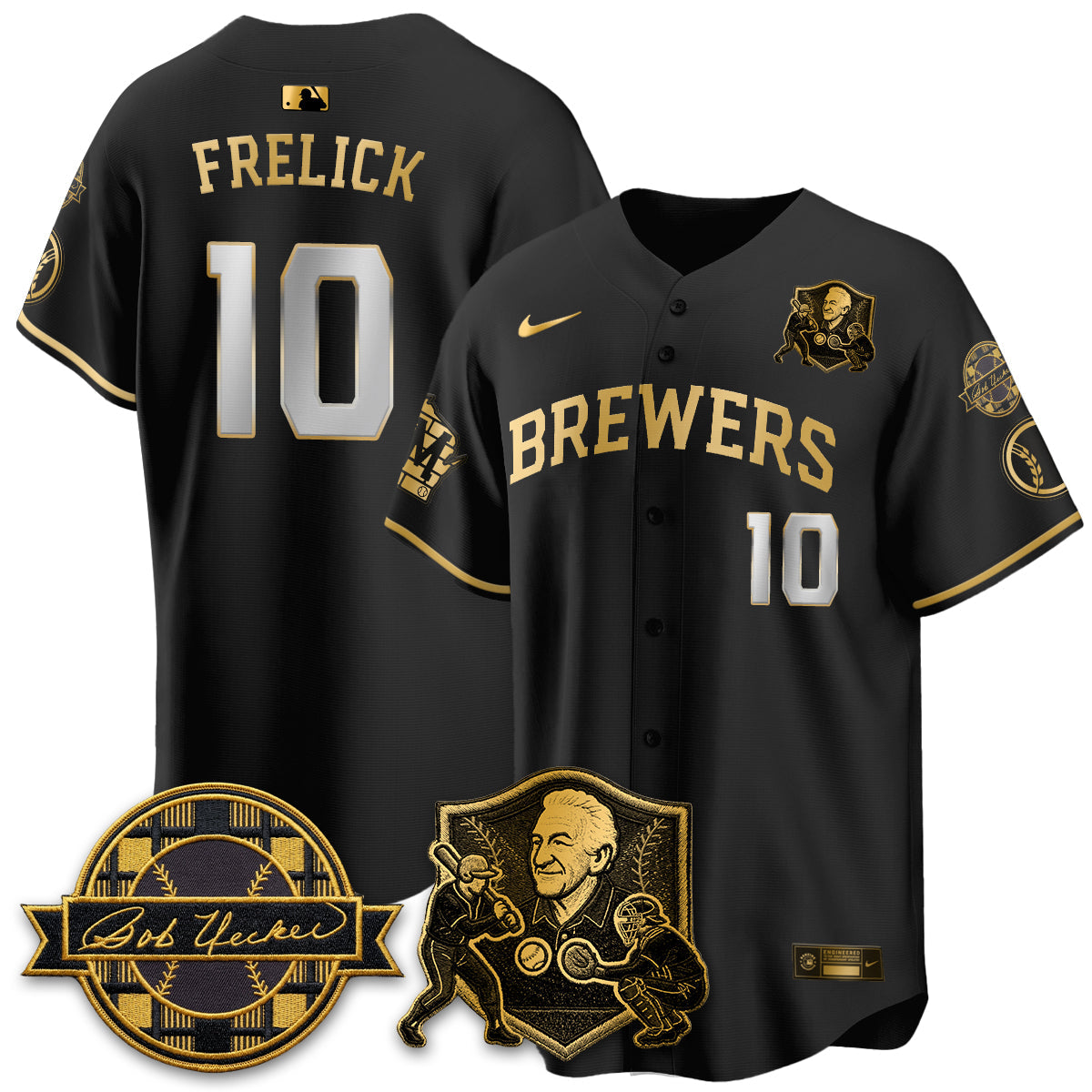 MIL Bob Uecker - 54 Seasons for Brewers' Vapor Limited Gold Jersey - Stitched