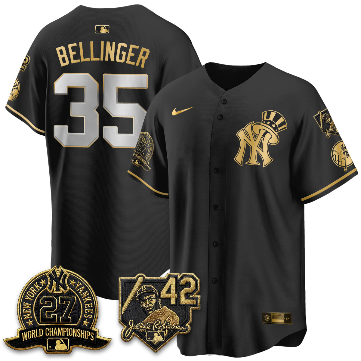 NYY 2026 Jackie Robinson Day Vapor Limited Gold Edition Jersey - Stitched - V2