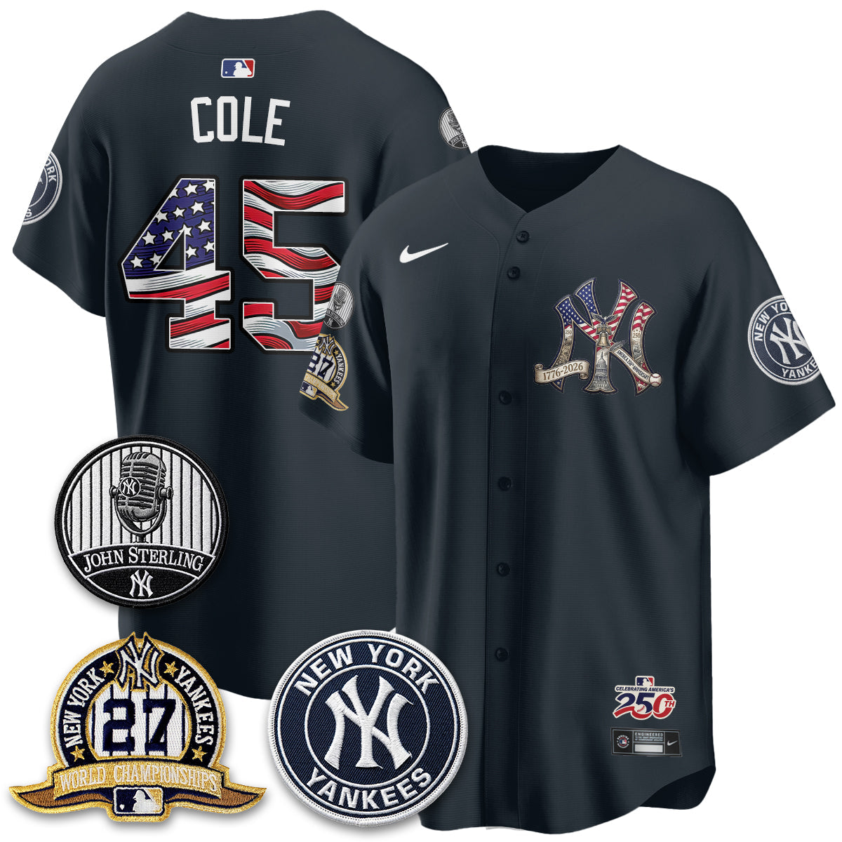 NYY Independence Day USA Vapor Limited Jersey - Stitched