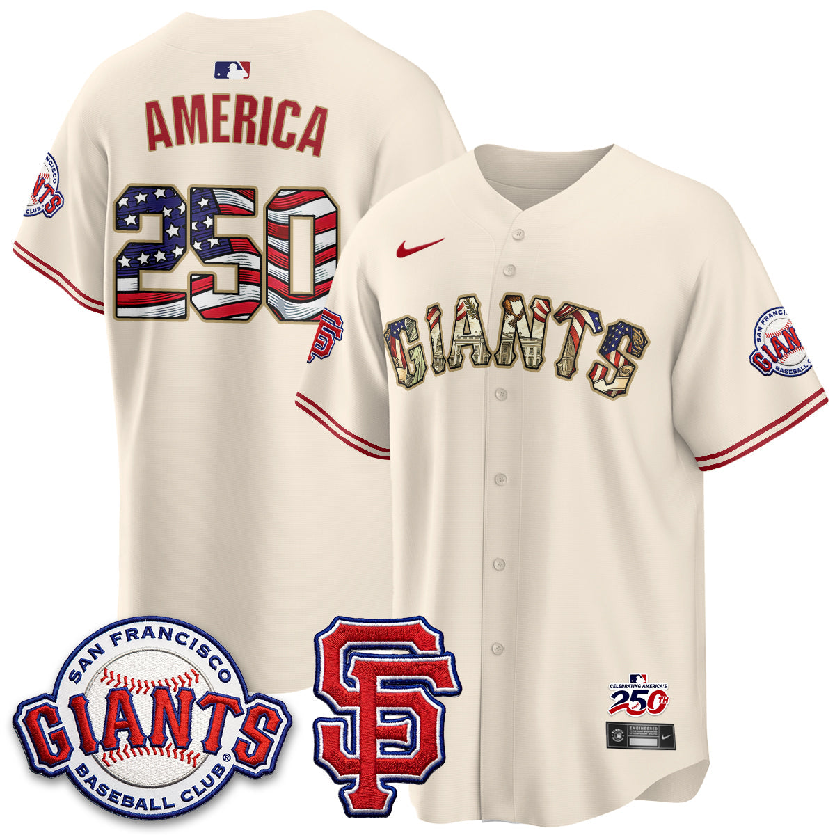 San Francisco Giants2026 Independence Day USA Jersey - Stitched