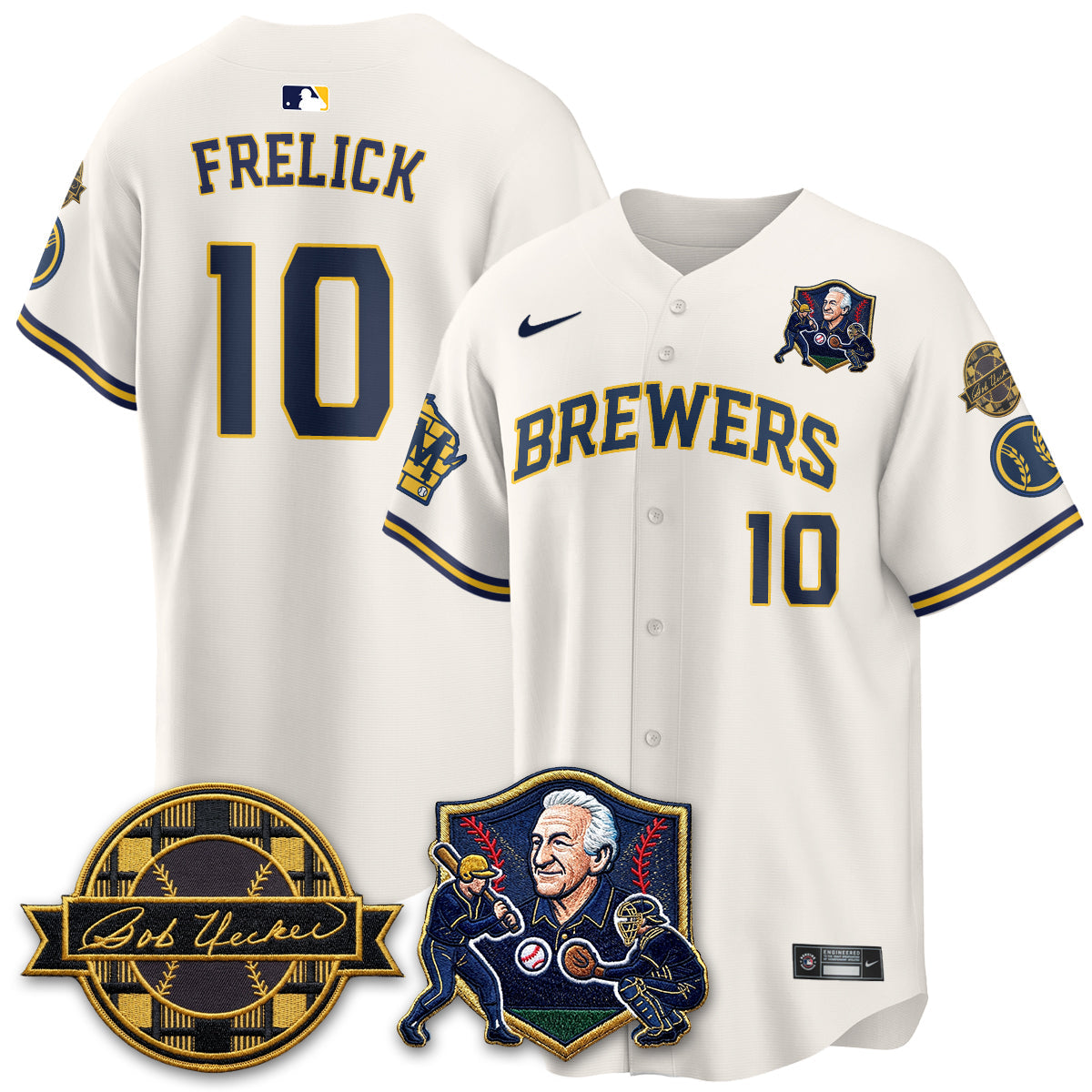 MIL Bob Uecker - 54 Seasons for Brewers' Vapor Limited Gold Jersey - Stitched