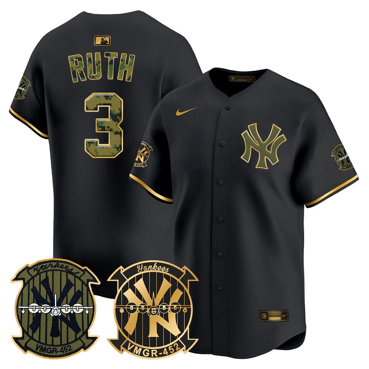 NYY Woodland USMC Alternate Vapor Premier Limited Jersey - Stitched