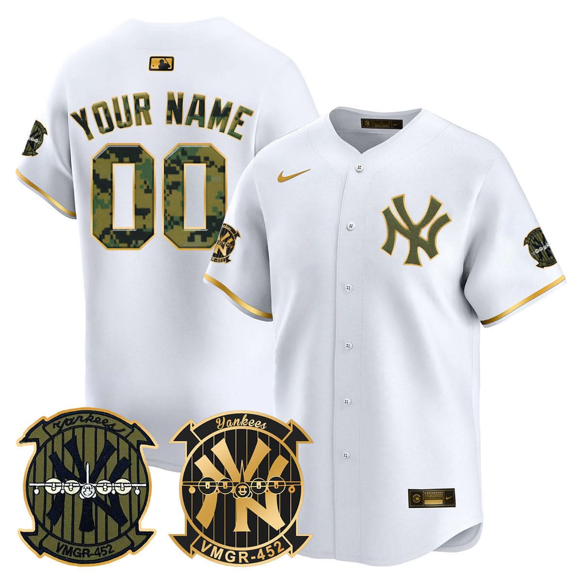 NYY Woodland USMC Alternate Vapor Premier Limited Custom Jersey - Stitched