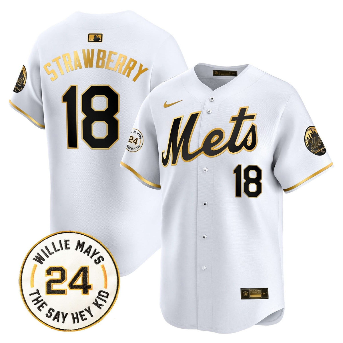 NYM Willie Mays Patch Vapor Premier Limited Jersey - Stitched