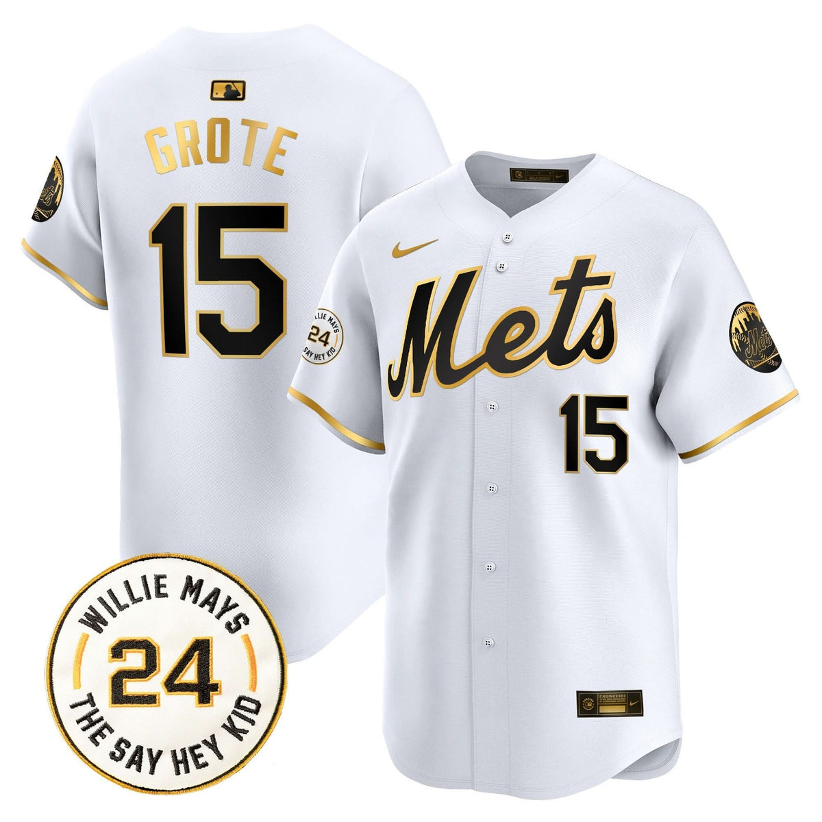 NYM Willie Mays Patch Vapor Premier Limited Jersey - Stitched