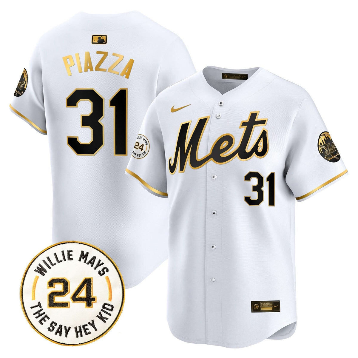 NYM Willie Mays Patch Vapor Premier Limited Jersey - Stitched