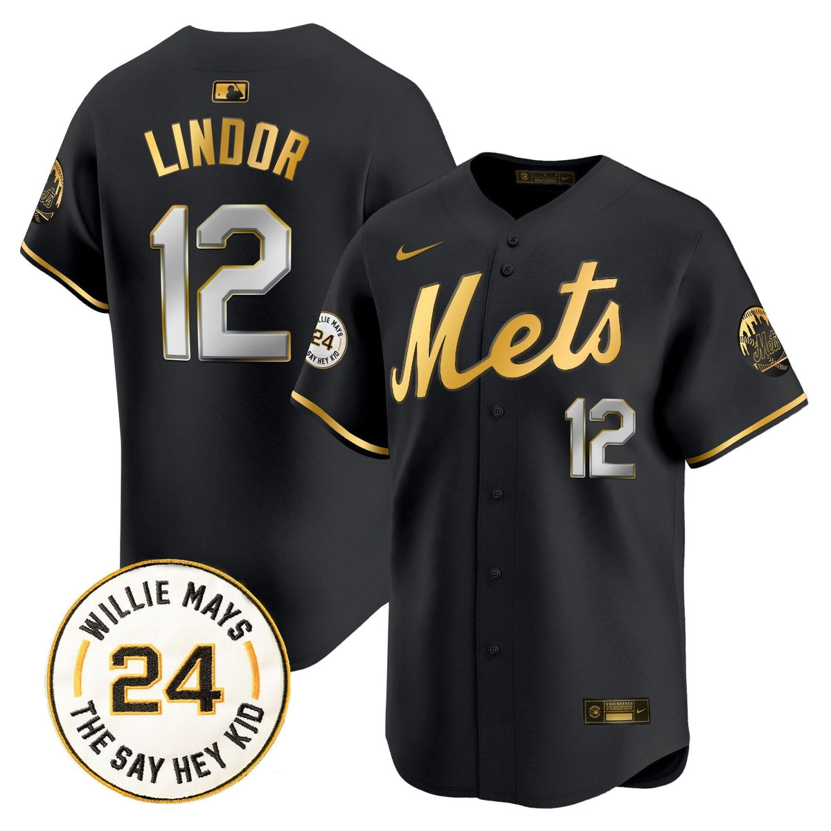 NYM Willie Mays Patch Vapor Premier Limited Jersey - Stitched