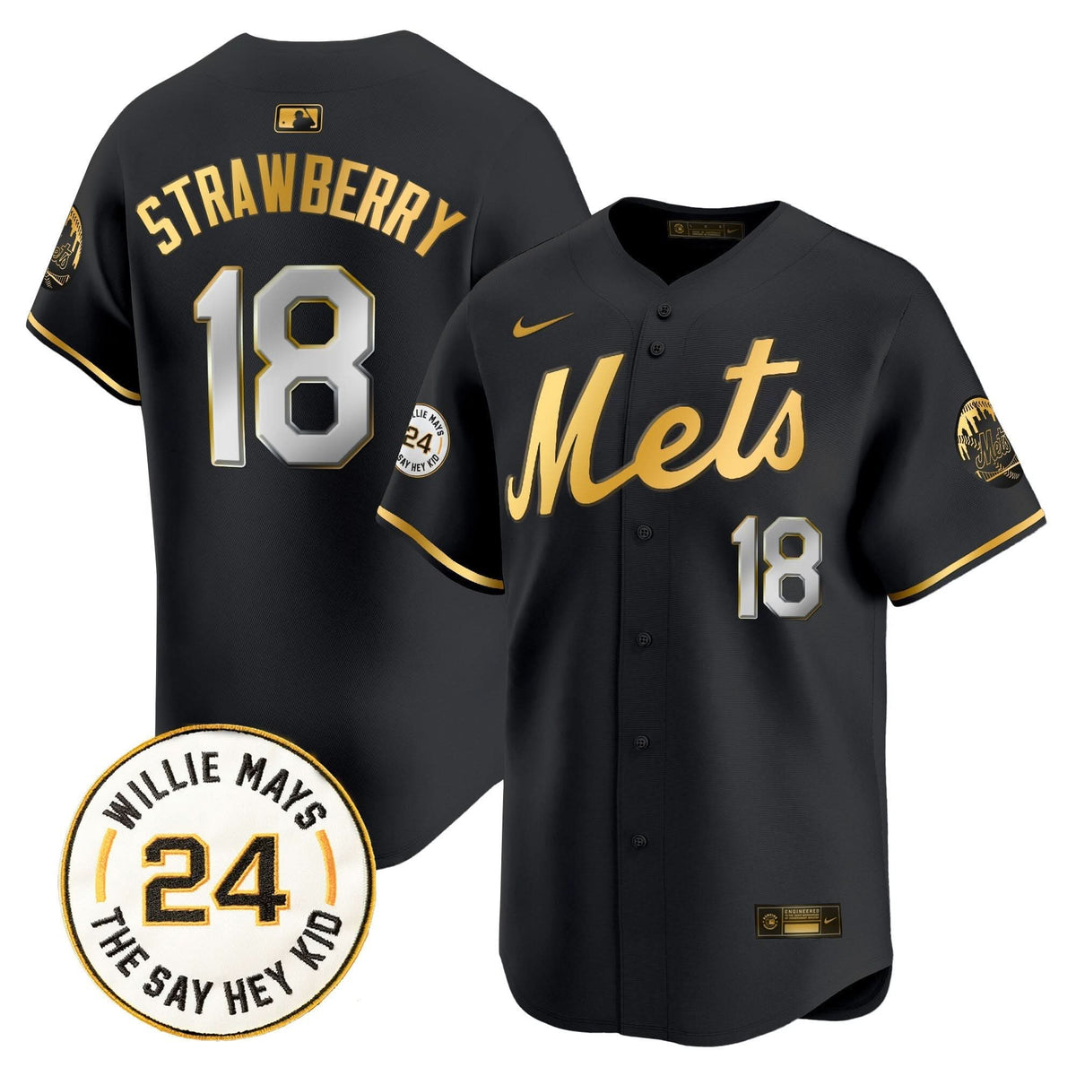 NYM Willie Mays Patch Vapor Premier Limited Jersey - Stitched