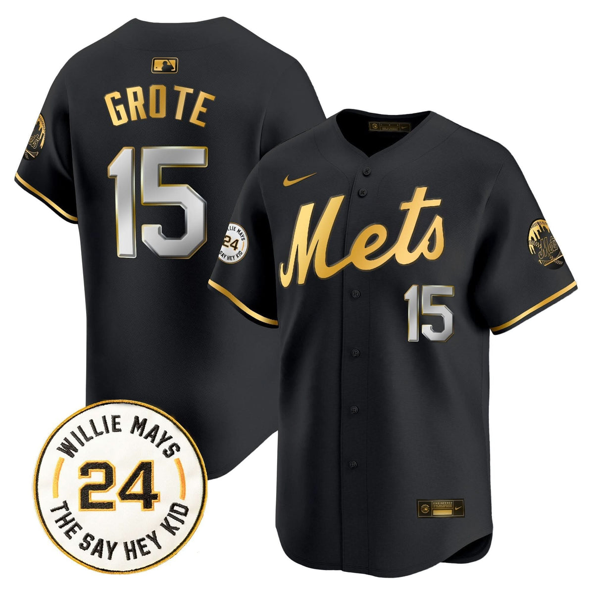 NYM Willie Mays Patch Vapor Premier Limited Jersey - Stitched