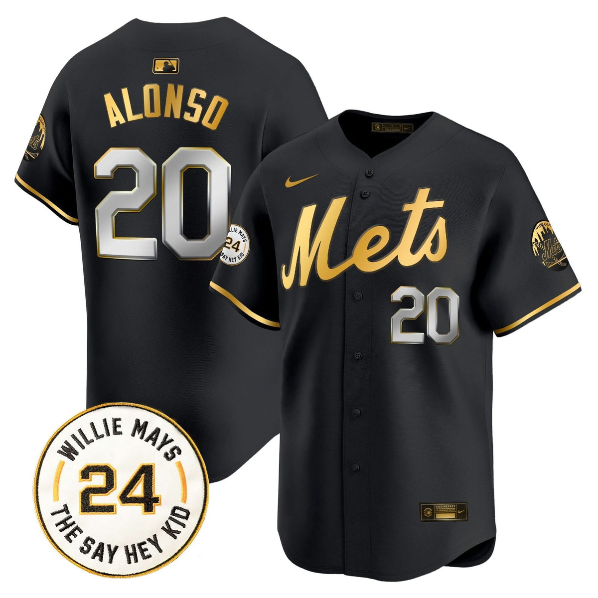 NYM Willie Mays Patch Vapor Premier Limited Jersey - Stitched