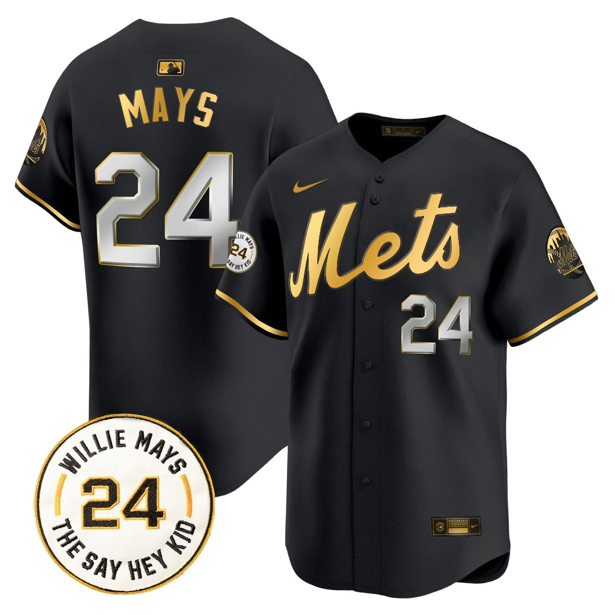NYM Willie Mays Patch Vapor Premier Limited Jersey - Stitched