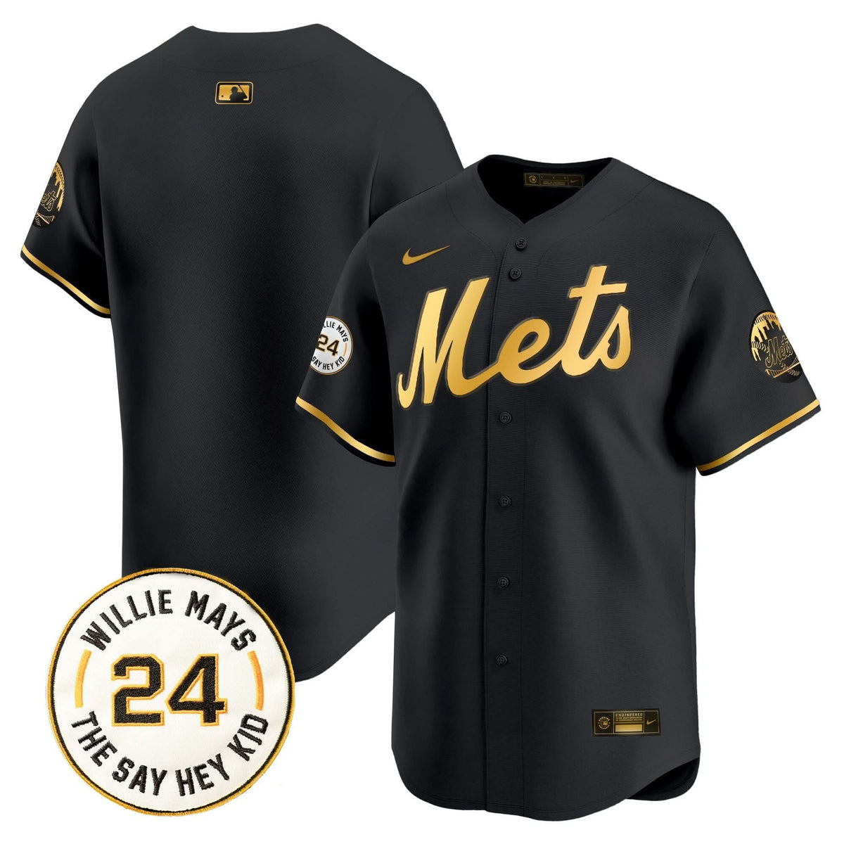 NYM Willie Mays Patch Vapor Premier Limited Jersey - Stitched