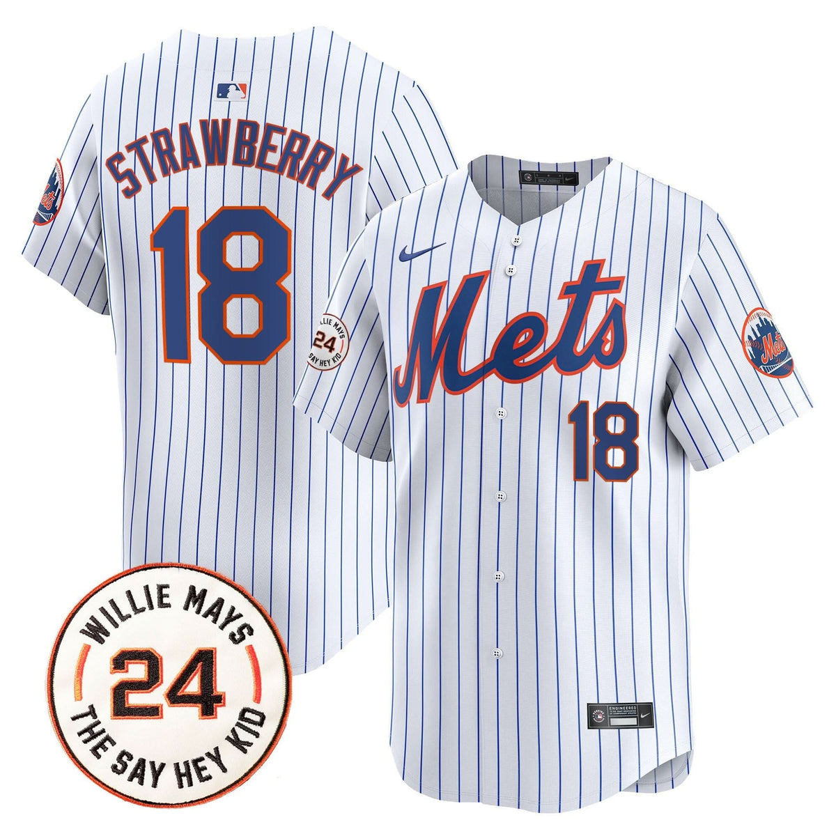 NYM Willie Mays Patch Vapor Premier Limited Jersey - Stitched