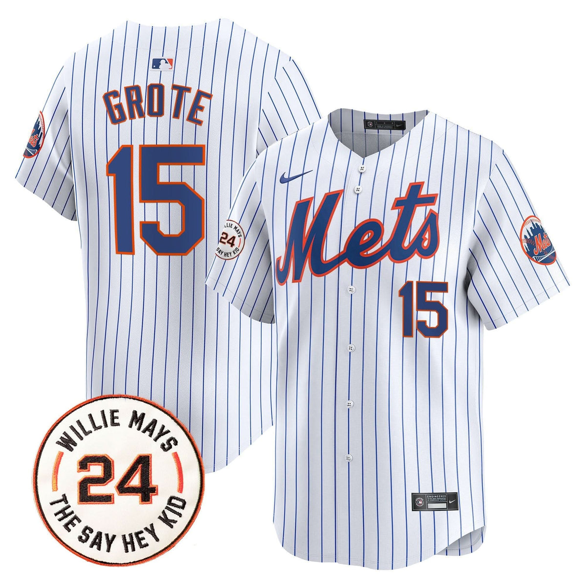 NYM Willie Mays Patch Vapor Premier Limited Jersey - Stitched