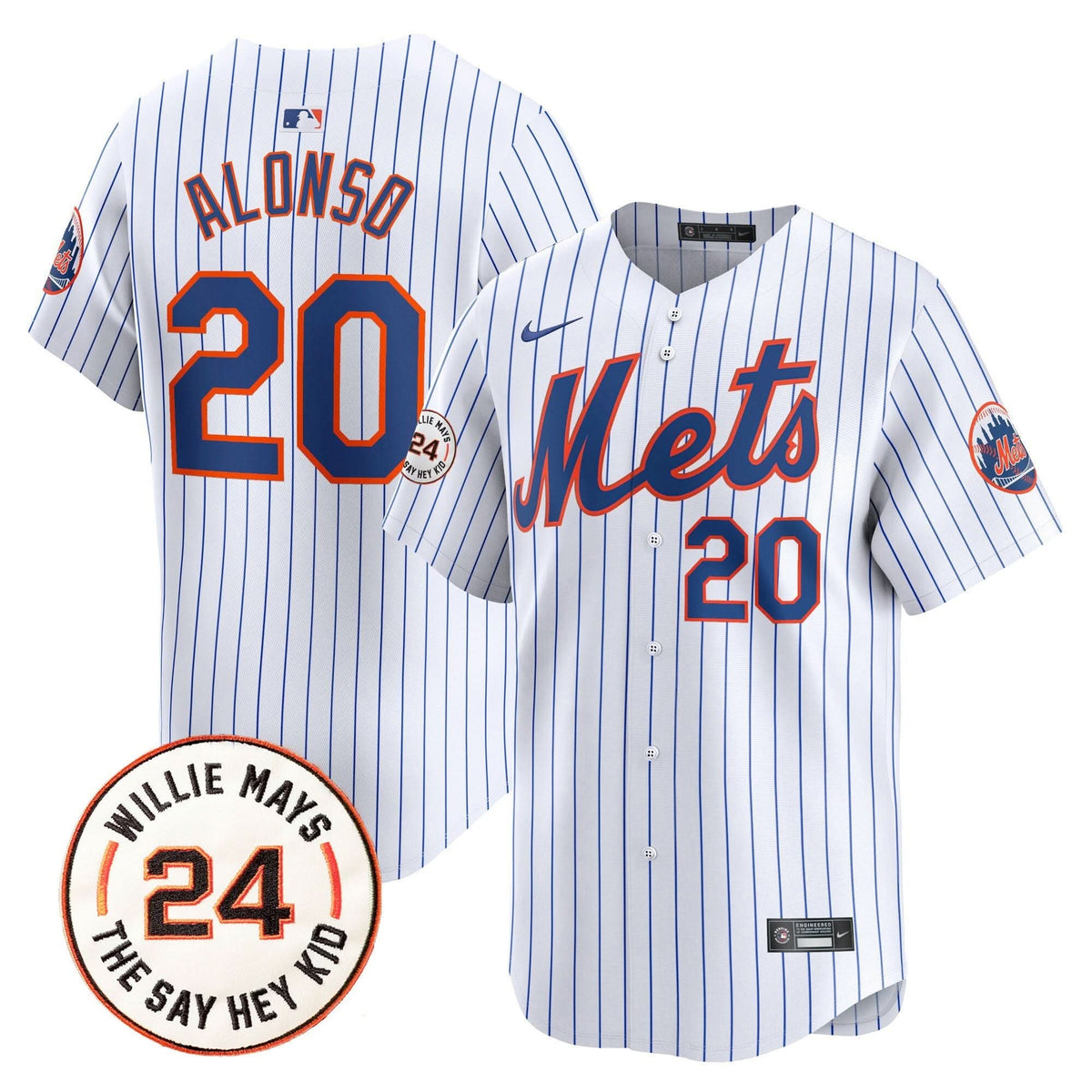 NYM Willie Mays Patch Vapor Premier Limited Jersey - Stitched