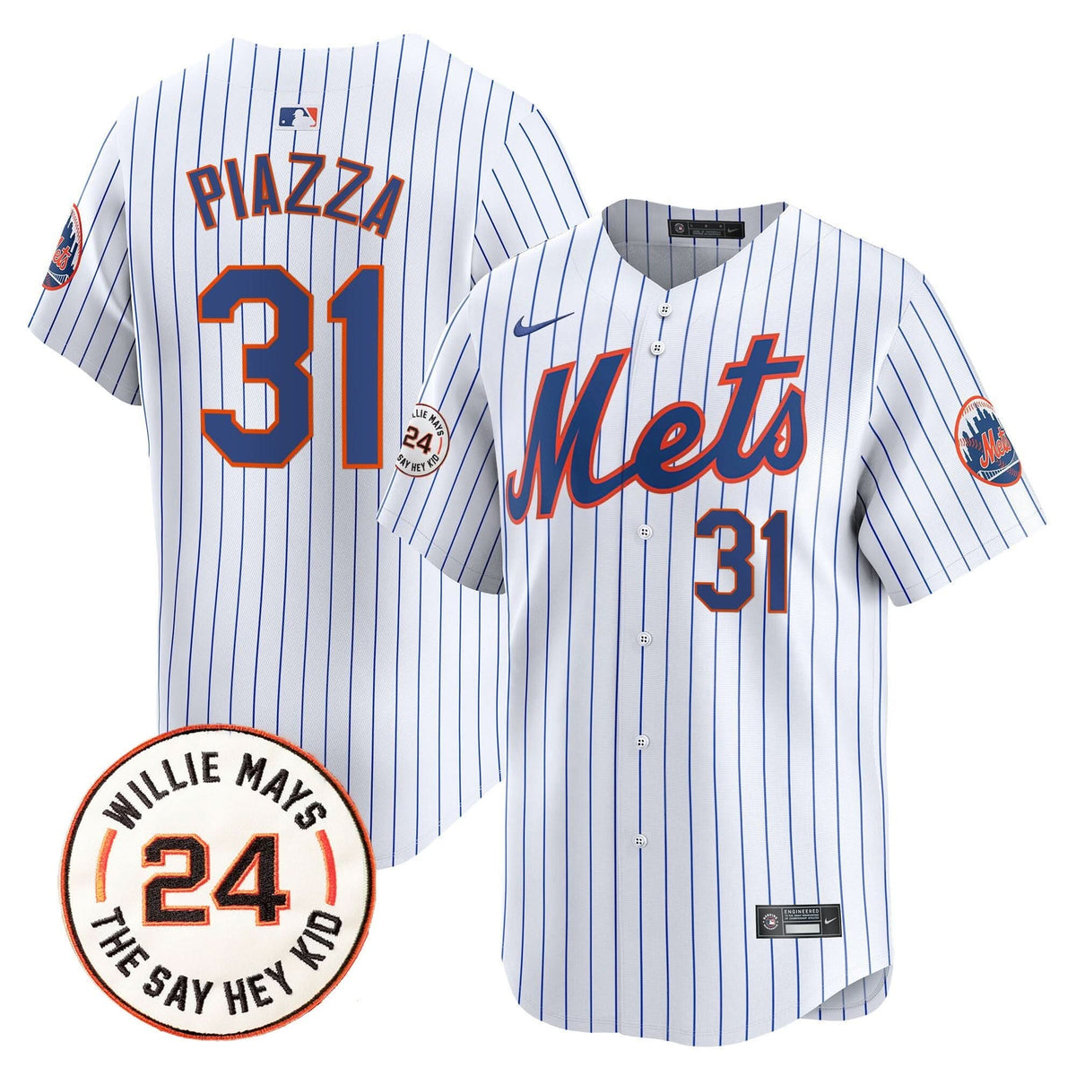 NYM Willie Mays Patch Vapor Premier Limited Jersey - Stitched