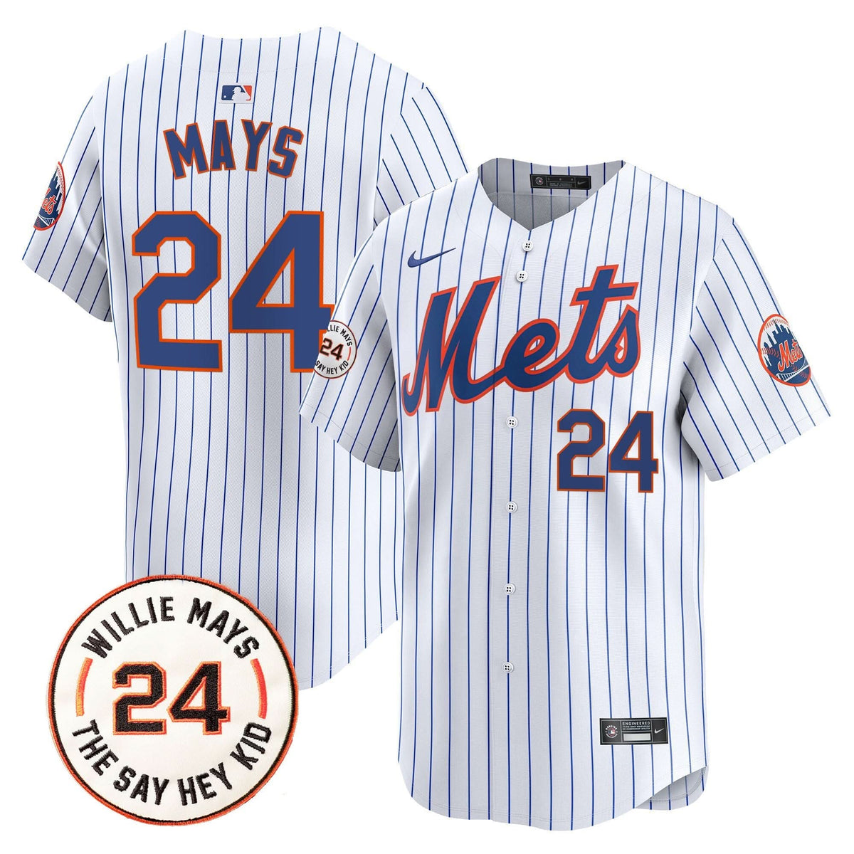 NYM Willie Mays Patch Vapor Premier Limited Jersey - Stitched