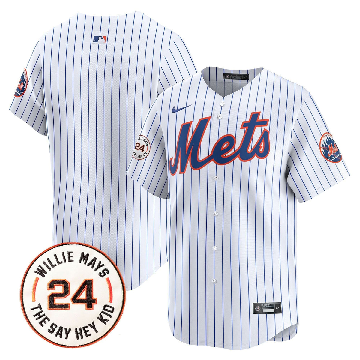 NYM Willie Mays Patch Vapor Premier Limited Jersey - Stitched