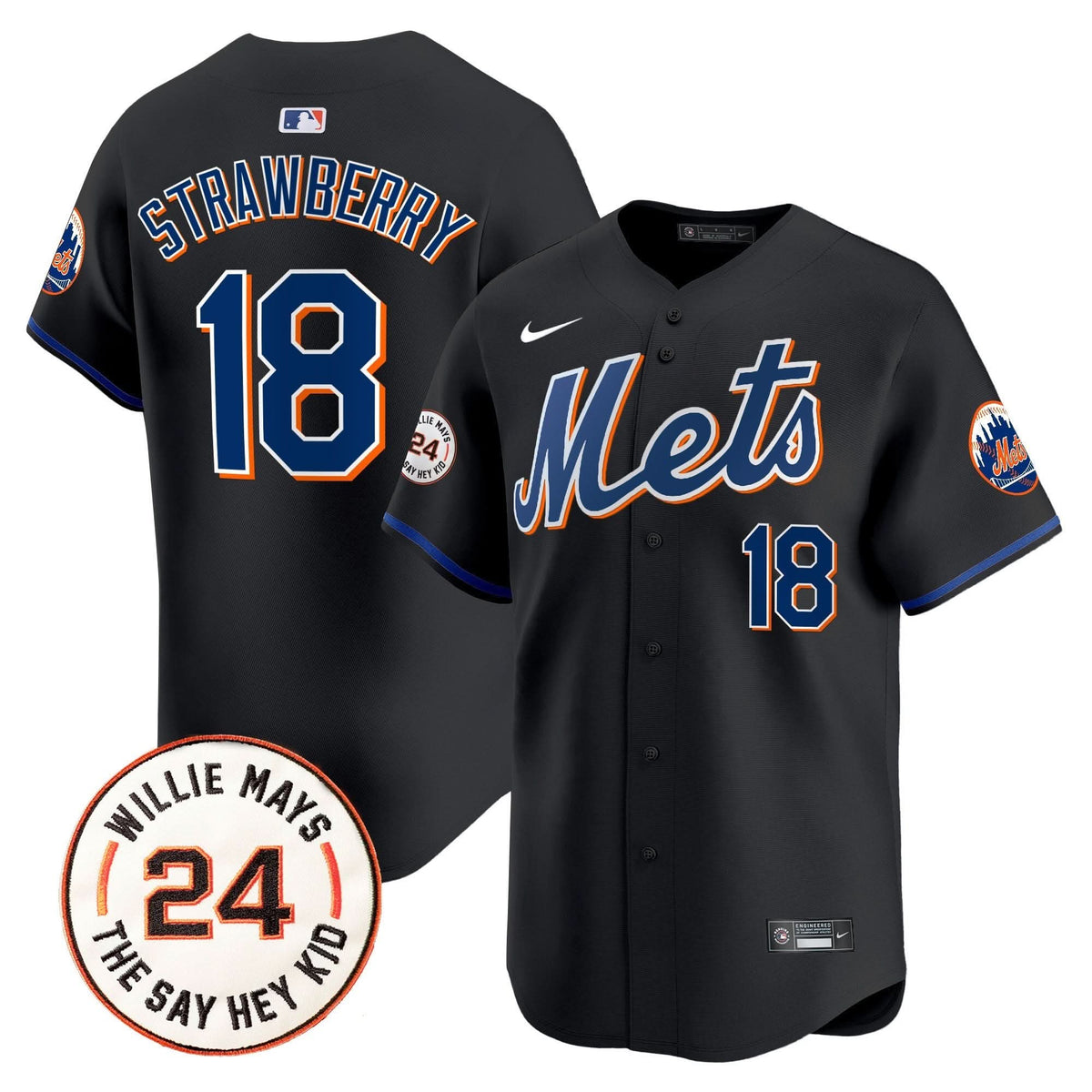 NYM Willie Mays Patch Vapor Premier Limited Jersey - Stitched