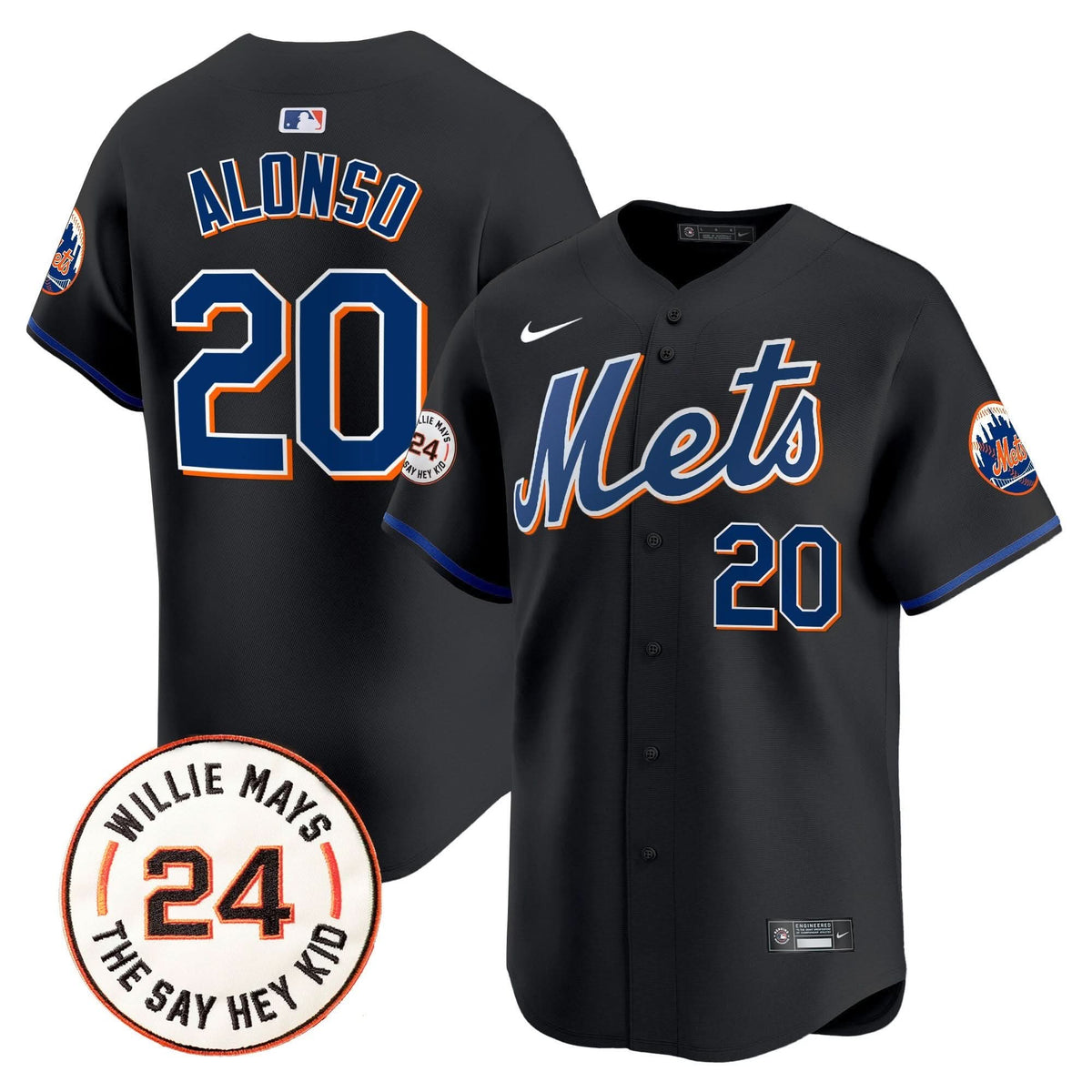 NYM Willie Mays Patch Vapor Premier Limited Jersey - Stitched