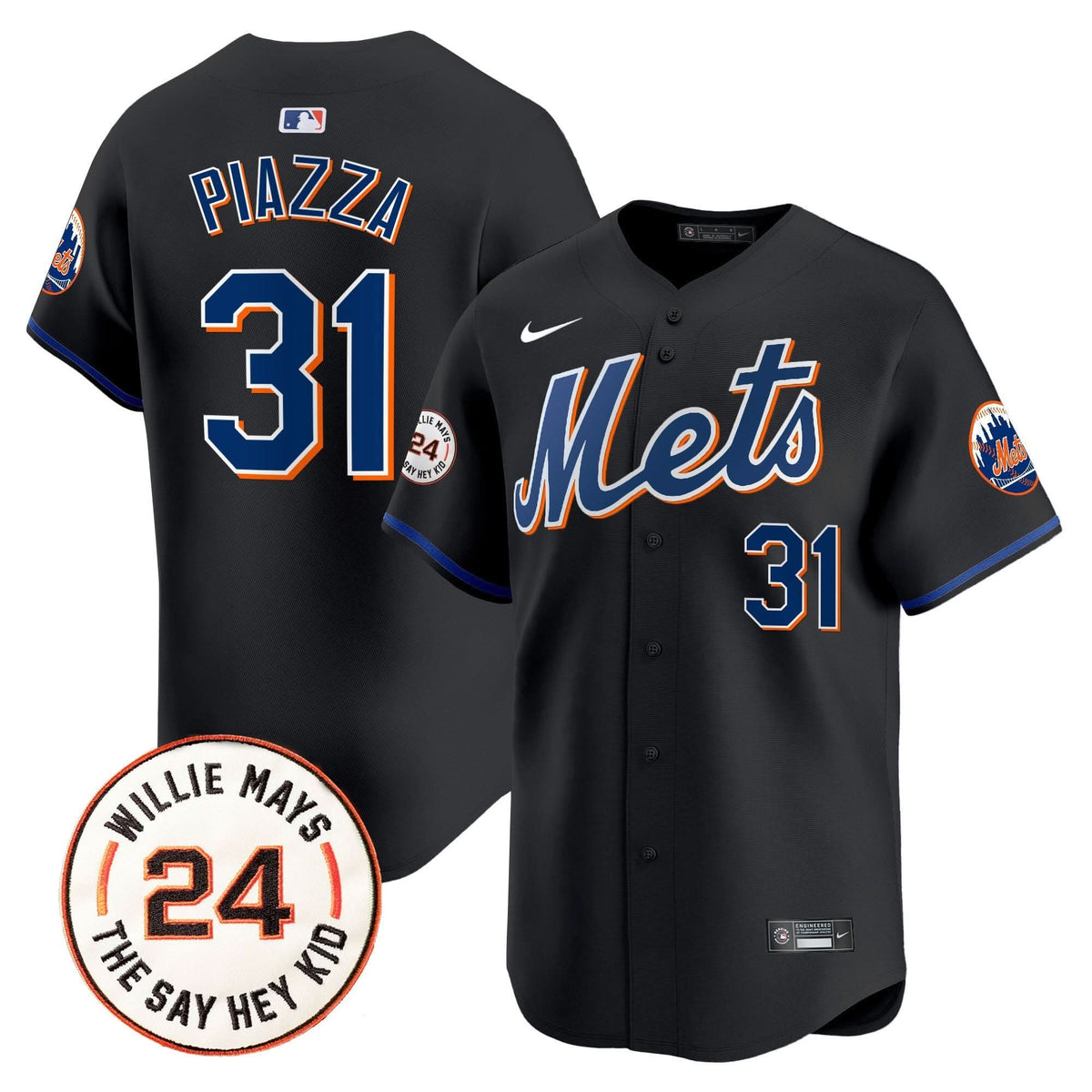 NYM Willie Mays Patch Vapor Premier Limited Jersey - Stitched