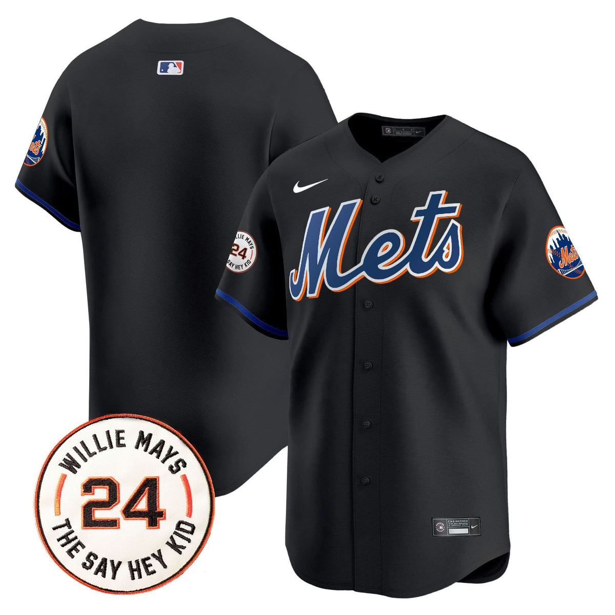 NYM Willie Mays Patch Vapor Premier Limited Jersey - Stitched