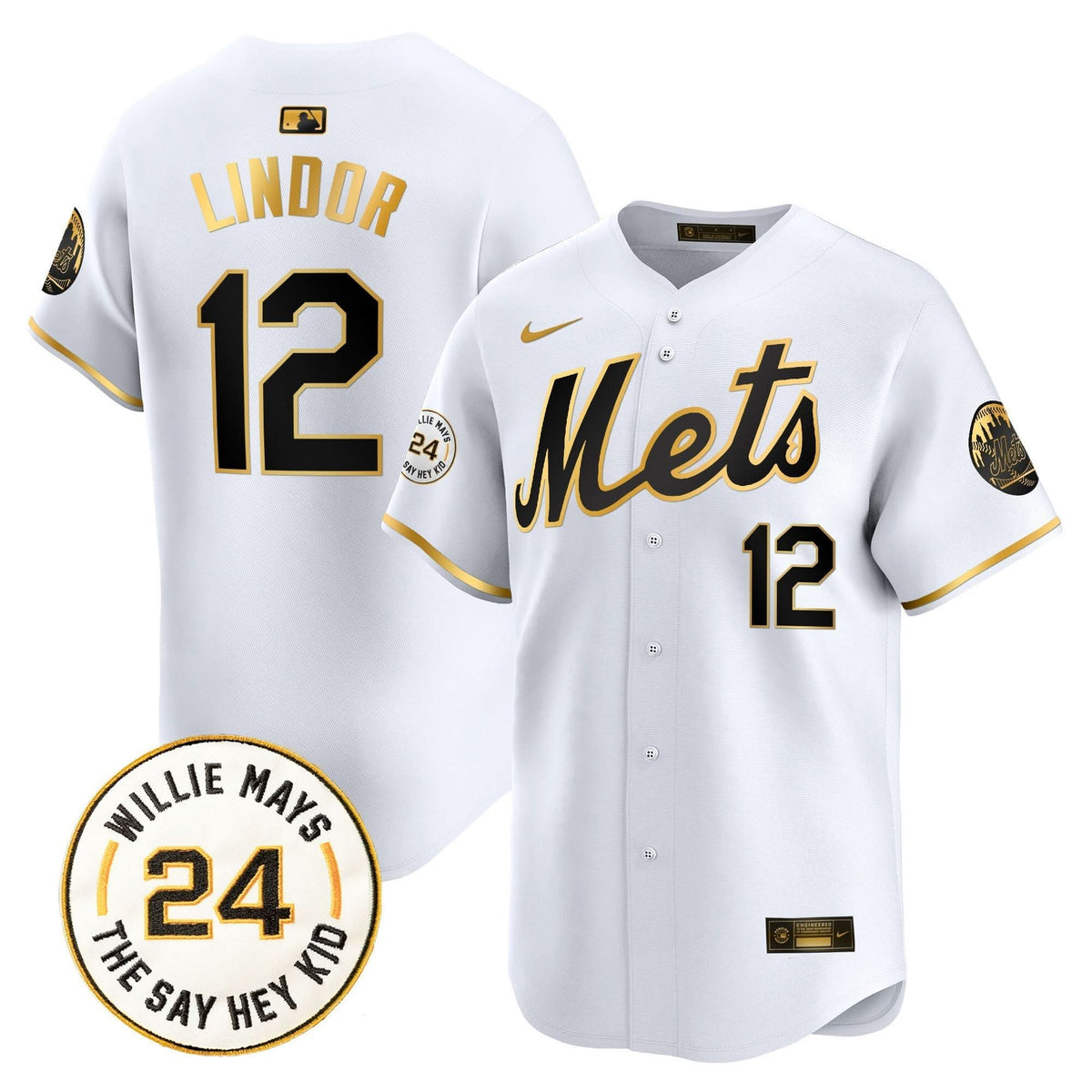NYM Willie Mays Patch Vapor Premier Limited Jersey - Stitched