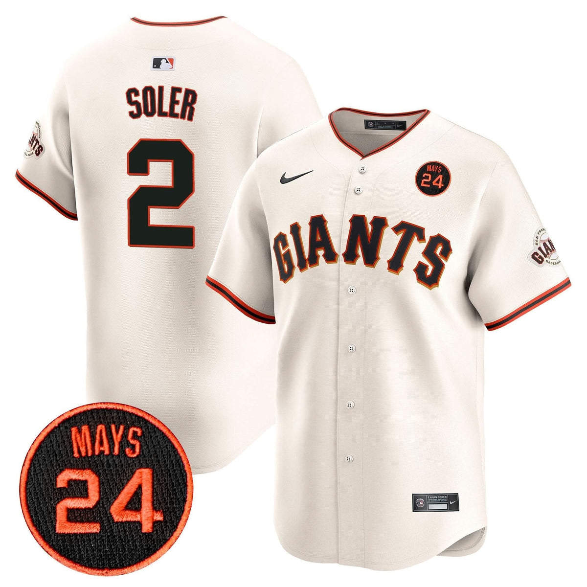 SFG 2024 Willie Mays Patch Vapor Premier Limited Jersey V3 - Stitched