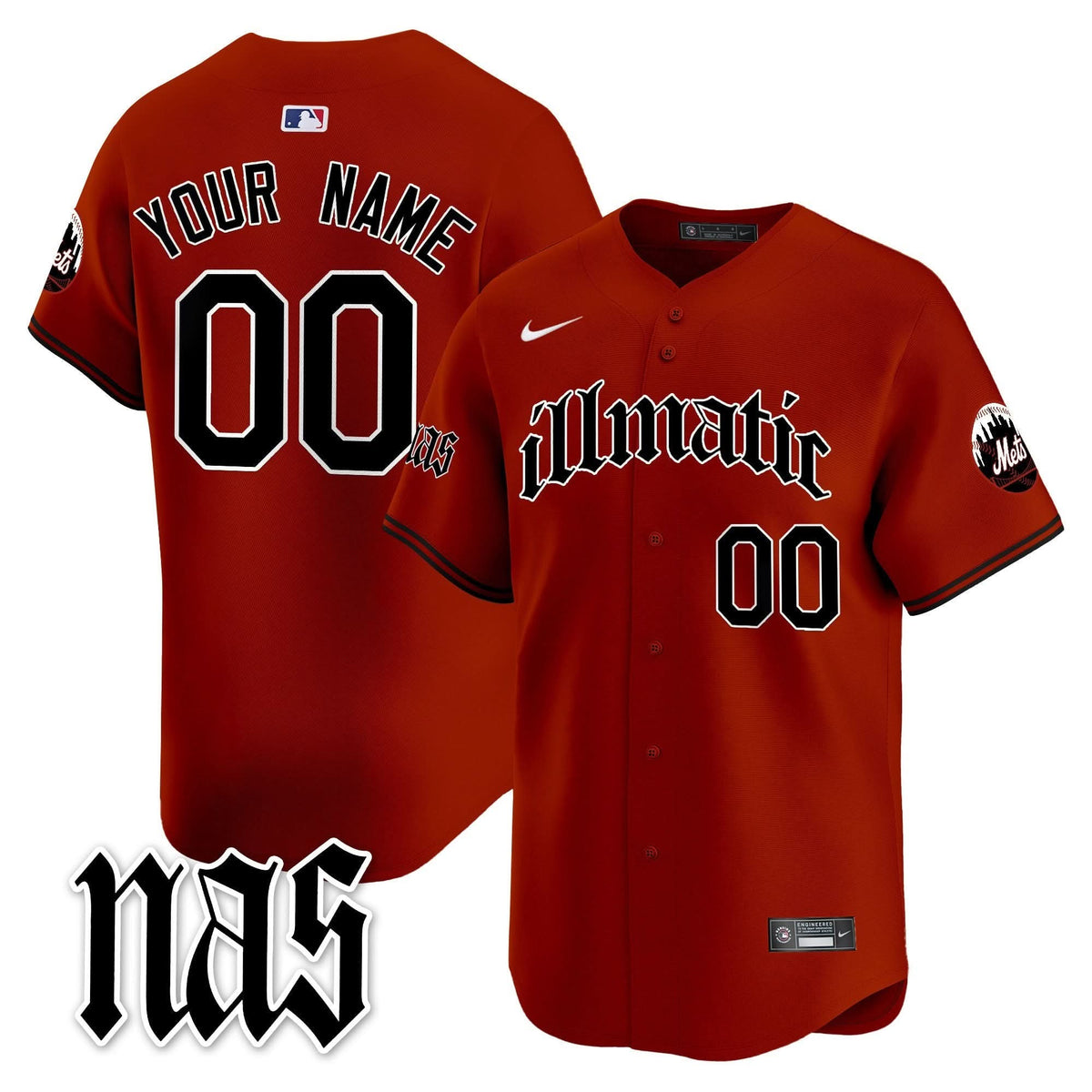 NYM Nas Illmatic Vapor Premier Limited Custom Jersey - Stitched