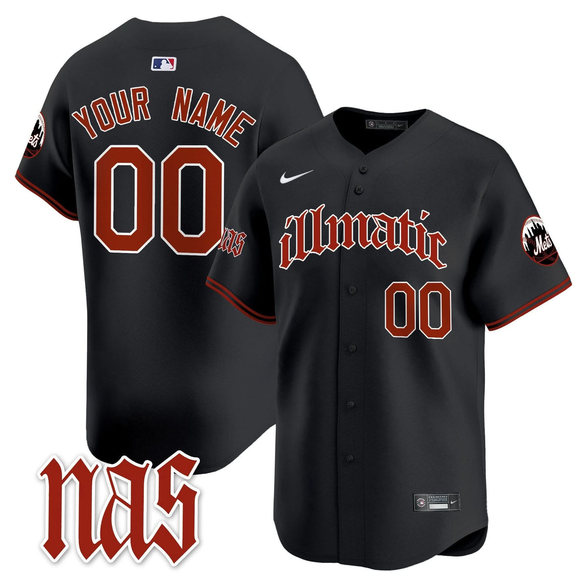 NYM Nas Illmatic Vapor Premier Limited Custom Jersey - Stitched